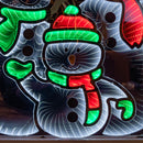 65cm Infinity Standing Snowmen Family on Metal Base with White, Red & Green LEDs