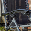 Multi Position Garden Zero Gravity Relaxer Chair Sun Lounger in Black & Silver