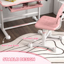 AIYAPLAY Height Adjustable Kids Desk And Chair Set W/ Tilted Desktop - Grey/Pink