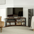 HOMCOM 50 Inch TV Stand Cabinet, TV Unit With Storage Shelves, Rustic Brown