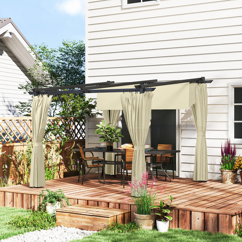 Outsunny 3 X 3(m) Metal Pergola With Retractable Roof And Sidewalls, Grey