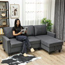 HOMCOM Fold-Out Convertible Sofa Bed With Removable Covers, Charcoal Grey