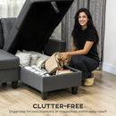 HOMCOM Fold-Out Convertible Sofa Bed With Removable Covers, Charcoal Grey
