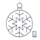 49cm Battery Powered Light up Silver Christmas Snowflake Ball with Blue Twinkling LEDs