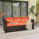 Outsunny Rattan Wicker 3-seater Sofa Chair Patio Furniture, Orange