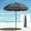 Outsunny 1.8 m Beach Umbrella Parasol with Sand Anchor, Tilt, Dark Grey