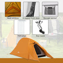 Outsunny Double Layer Camping Tent For 1-2 Man, 2000mm Waterproof - Orange/Green
