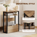 HOMCOM Narrow Side Table with Storage, Bedside End Table, Walnut Brown