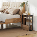 HOMCOM Narrow Side Table with Storage, Bedside End Table, Walnut Brown