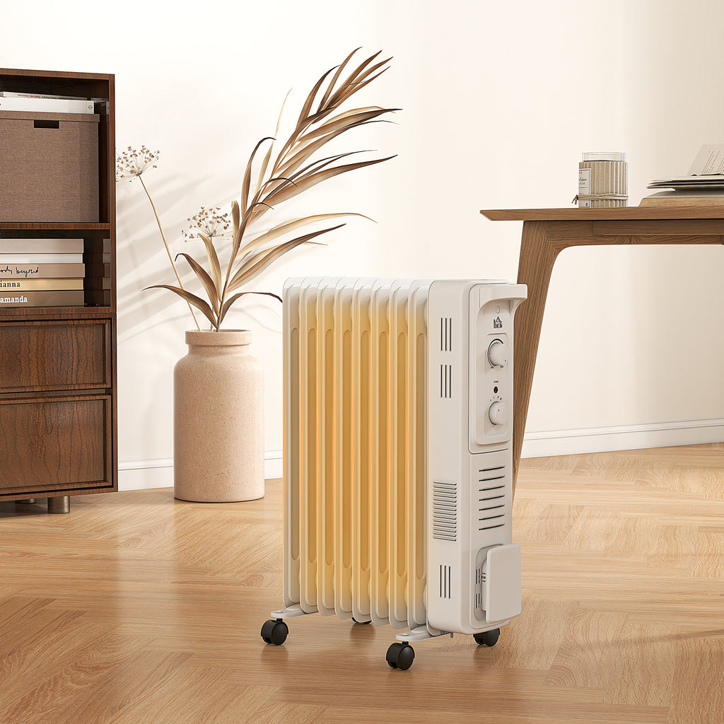 9 Fin Portable Oil Filled Radiator, Electric Heater With Safety Cut Of