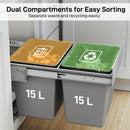 HOMCOM Soft Close Pull Out Bin, Under Sink Bin - 2 Compartments (15L Each)