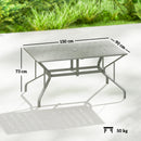 Outsunny Garden Dining Table with Steel Frame and Slatted Top, Light Grey