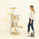 PawHut Cat Tree Tower With Sisal Scratching Posts, Condos, Beige