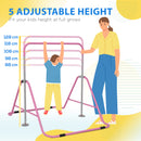 HOMCOM Kids Pink Gymnastic Bar W/ Adjustable Height, Foldable Training Bar