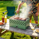 Outsunny Portable Charcoal BBQ Grill With Built-in Fan, Light Green