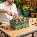 Outsunny Portable Charcoal BBQ Grill With Built-in Fan, Light Green