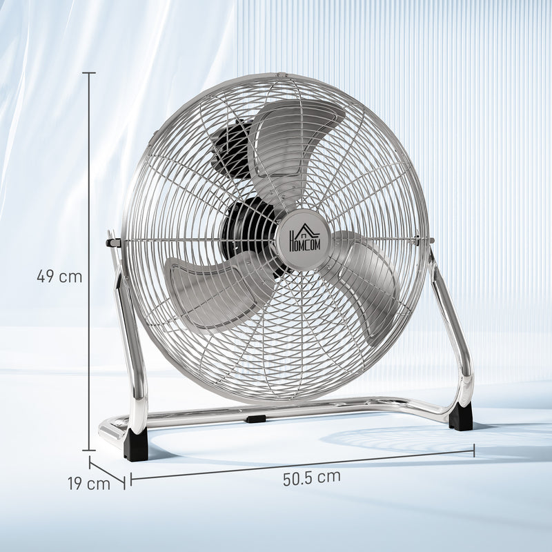 HOMCOM Metal Desk Fan, Electric Table Fan with 3 Speed Settings, Silver