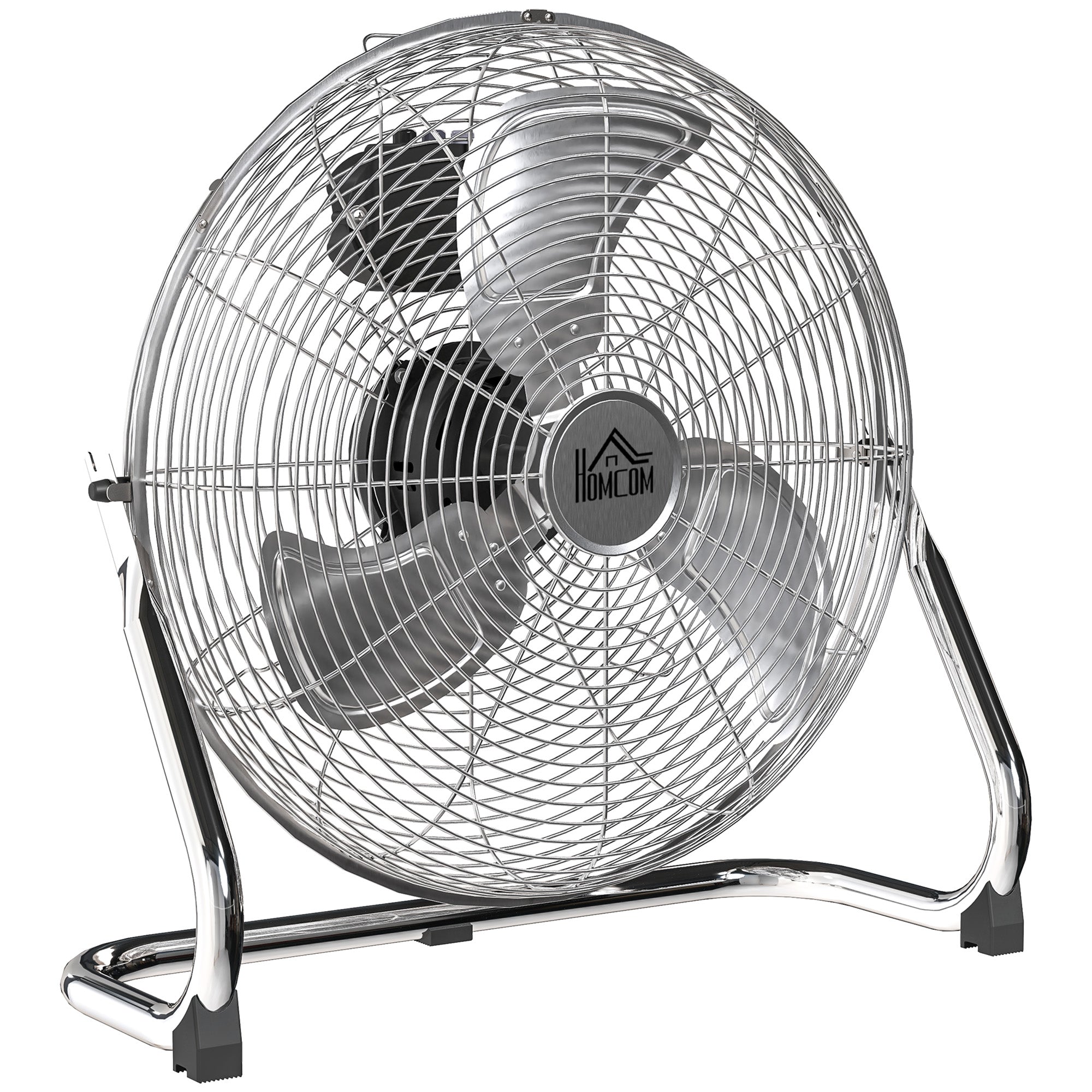 HOMCOM Metal Desk Fan, Electric Table Fan with 3 Speed Settings, Silve