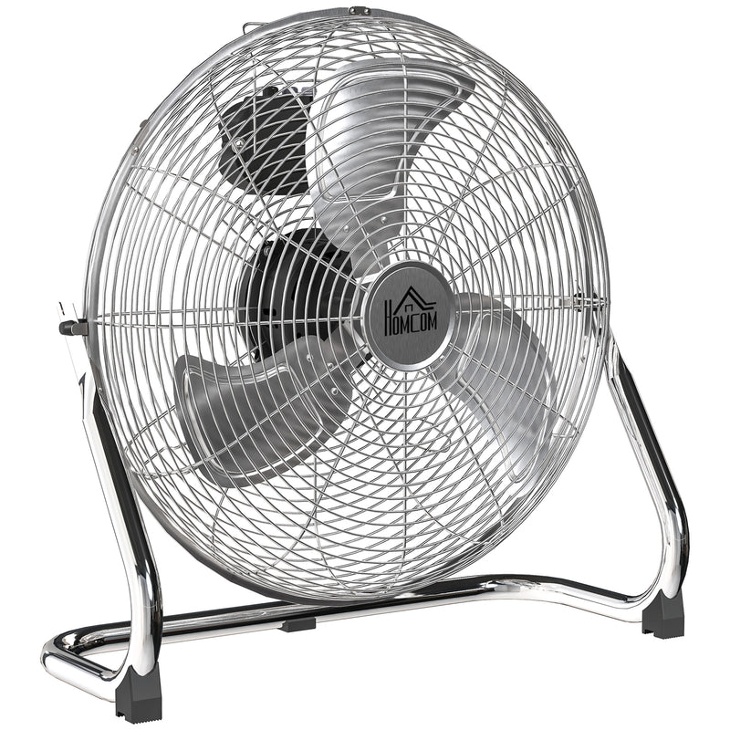 HOMCOM Metal Desk Fan, Electric Table Fan with 3 Speed Settings, Silver