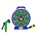 15m Flat Garden Hose Pipe with Spray Nozzle and Wind up Storage Reel