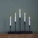 32cm Battery Operated Light Up Black Metal Christmas Candlebridge With 5 Warm White LEDs