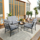 Outsunny 4 Seater Rattan Garden Sofa Set With Glass Top Coffee Table