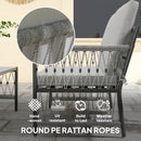 Outsunny 4 Seater Rattan Garden Sofa Set With Glass Top Coffee Table