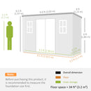 Outsunny 10 X 4 Ft Plastic Garden Shed With Floor, Lockable Doors, Grey