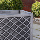 30cm/39cm Square Plastic Pewter Effect Grey Garden Patio Planter