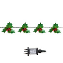 2.8m Christmas Holly Garland With Red Berries And 40 Red LEDs