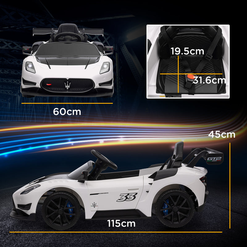 AIYAPLAY Maserati GT2 Licensed 12V Electric Ride On Car W/ Remote - Grey/Pink/White