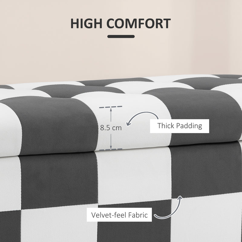 HOMCOM 114 x 47 x 47cm Velvet Storage Ottoman, Button-tufted Footstool Box