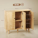 HOMCOM Vintage Sideboard Cabinet with 3 Chevron Doors, Natural Wood Finish