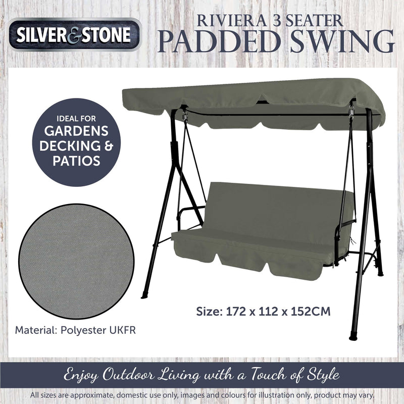 Riviera Green 3 Seater Padded Swing Hammock