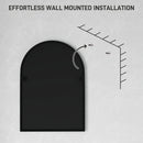 HOMCOM Arch Bathroom Mirror, Modern Wall Mirror with Steel Frame, Black