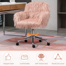 Vinsetto Faux Fur Home Office Chair, Vanity Chair W/ Adjustable Height, Pink