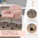 Vinsetto Faux Fur Home Office Chair, Vanity Chair W/ Adjustable Height, Pink