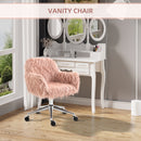 Vinsetto Faux Fur Home Office Chair, Vanity Chair W/ Adjustable Height, Pink