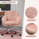 Vinsetto Faux Fur Home Office Chair, Vanity Chair W/ Adjustable Height, Pink