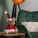 35cm Sitting Plush Golden Prancer Christmas Reindeer Decoration