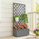 Outsunny Wood Planter With Trellis For Climbing Plants, Grey