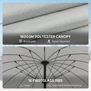 Outsunny 2m Shanghai Garden Parasol Umbrella, Outdoor Sun Shade, Light Grey
