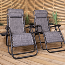 Set of 2 Multi Position Zero Gravity Relaxer Chair Sun Lounger in Mixed Grey