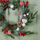 40cm Candy Swirls Christmas Wreath with Pinecones Red Berries and Candy Canes