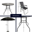 Samuel Alexander 4 Seater Garden Table And Chairs Set 4 Folding Chairs Outdoor Glass Table Garden Dining Set With Black Parasol Umbrella Patio Furniture Set