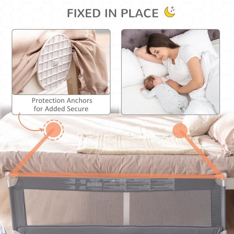 HOMCOM Children's Protective Bed-Side Guard - Grey