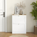 HOMCOM 2 Flip Drawer Narrow Shoe Cabinet with Adjustable Shelves, White