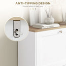 HOMCOM 2 Flip Drawer Narrow Shoe Cabinet with Adjustable Shelves, White