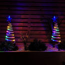 Set of 4 Battery Operated LED Multi Coloured Spiral Tree Path Lights Christmas Decoration with Timer