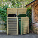 1.34m x 1.2m Large Wooden Outdoor Garden Double Wheelie Bin Store Storage for 2 Bins